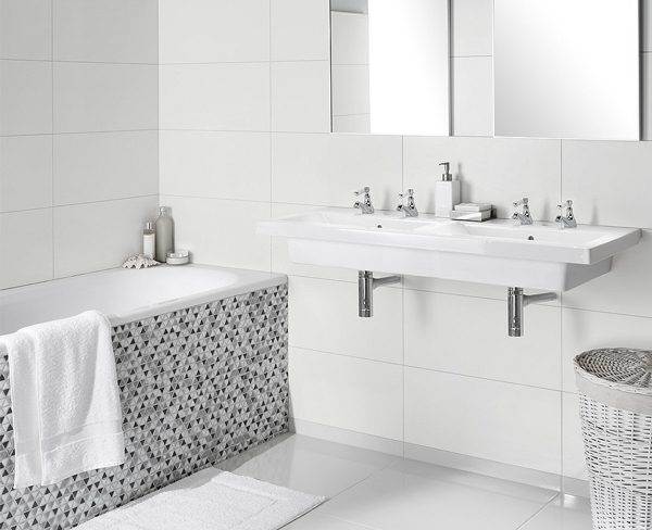 White Matt Wall 300x600 Code 00191, White Bathroom Tile