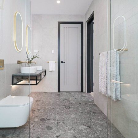 Norr Mid Grey Terrazzo Look Matt Tile 600x600 (Code:01747)