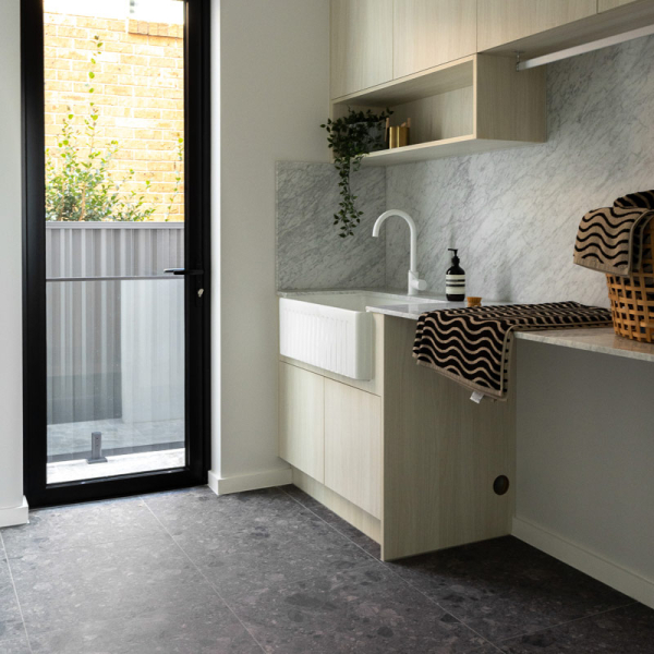 Norr Dark Grey In&Out Terrazzo Look Tile 600x600 (Code:01749) Norr Dark Grey In&Out Terrazzo Look Tile 600x600 (Code:01749)