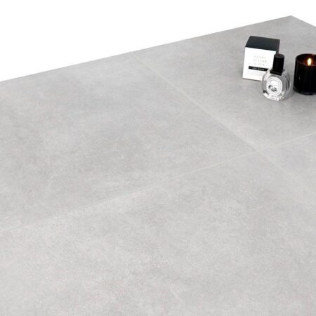 Modern Concrete Grey Matt Porcelain Tile with candle and perfume decoration