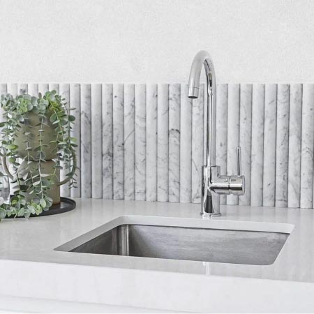 Curve Marble Carrara Honed Natural Stone Flute 30x450x20 (Code:02318)