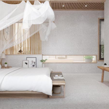 Neutral Bay Bianco Matt Terrazzo Look Tile 600x600 (Code:02474)