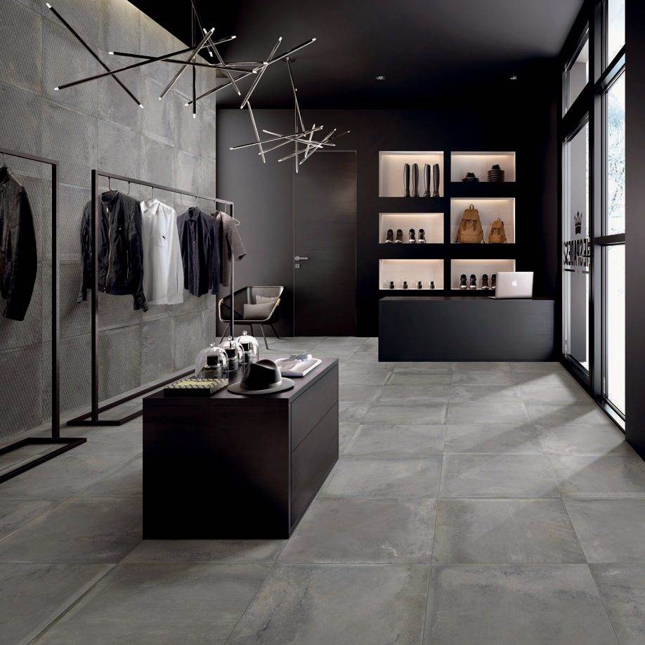 wall tile dark or grey and modern look commercial shop with tile wall and floor