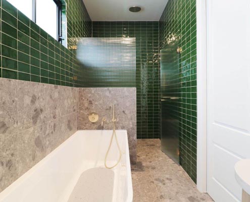 bathroom using Between Ceramic and Porcelain Tiles