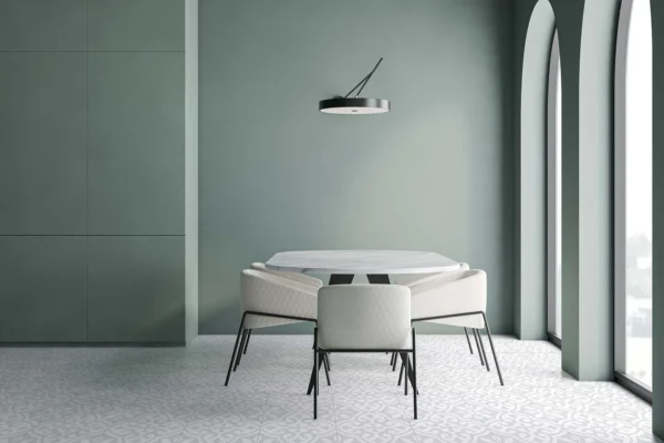 Dinning table with Kellyville Soft grey Matt Porcelain tiles