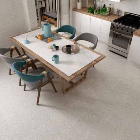 Neutral Bay Beige Matt Terrazzo Look Tile 600x600 (Code:02592)