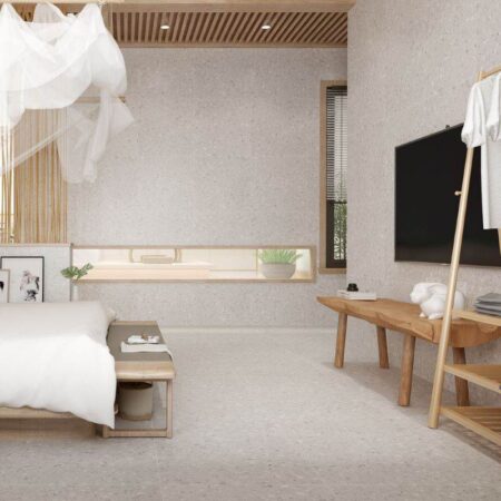 Neutral Bay Terrazzo Matt Tile 600x600