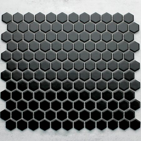 Hexagon Black Matt Tile 23x23 (Code:02625)