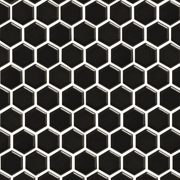 Hexagon Black Matt Tile 23x23 (Code:02625)