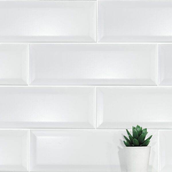 White Matt Bevelled Wall Tile 100x300 (Code:02632)