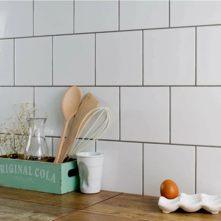 White Matt Bevelled Subway Wall Tile 100x300 (Code:02632)