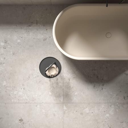 Intenso Taupe Honed Large Terrazzo Look Tile 1200x1200 (Code:02737)