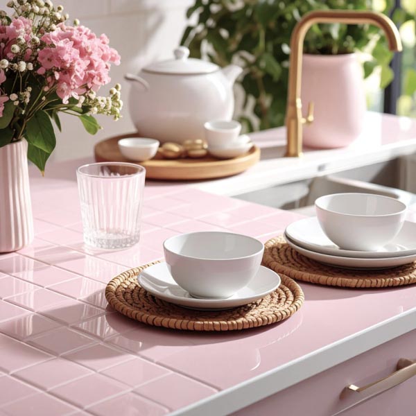 Square Blush Gloss Mosaic Tile 48x48 (Code:00943)