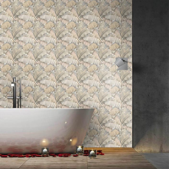 Shop Tropical Off White Matt Decorative 300x600 Tiles