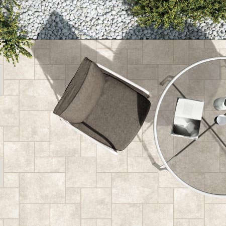 Italian Cantata Almond External French Pattern Travertine Look Tile (Code:02855)