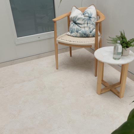 New Travertine Cross-Cut Bianco External Porcelain Paver 600x600x20 (Code:02834)