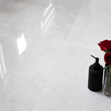 Portus White Polished Marble Look Tile 600x600 (Code:02897)