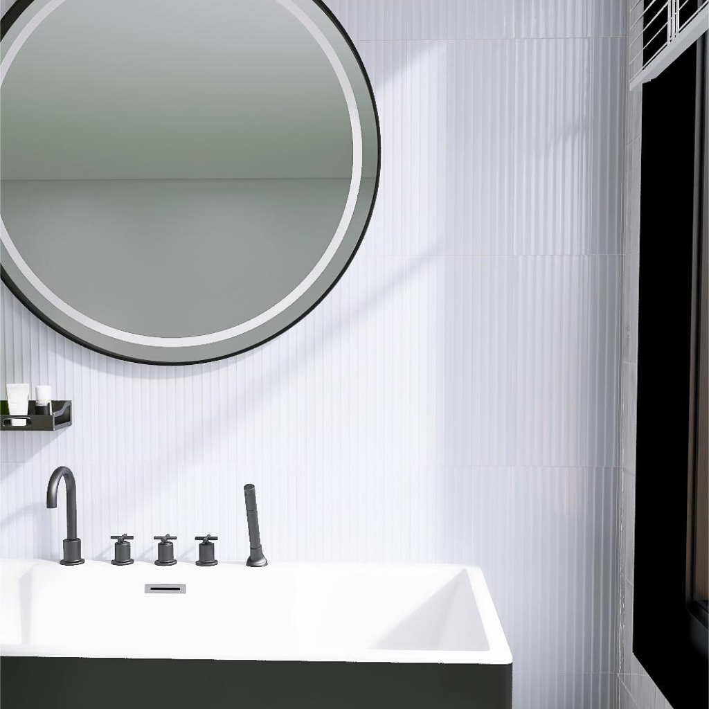 Buy Oxford White Gloss Flute Wall Tile 300x600 (Code:02911) Online ...