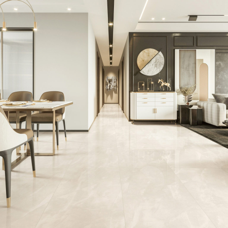 Osteria Ivory Polished Marble Look Tile 600x600 (Code:02993)