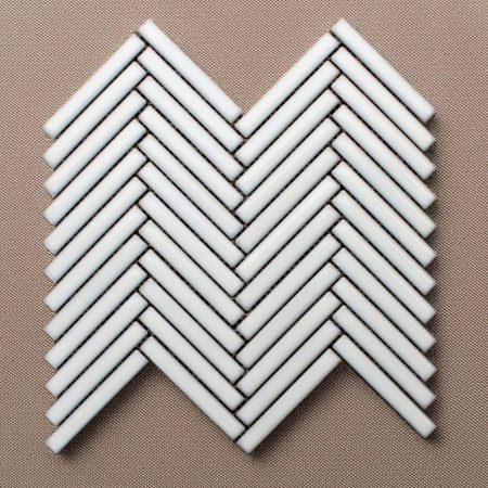 Antique White Gloss Herringbone Mosaic 12x92 (Code:03149)