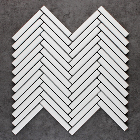 White Matt Herringbone Mosaic Tile 12x92 (Code:03150)