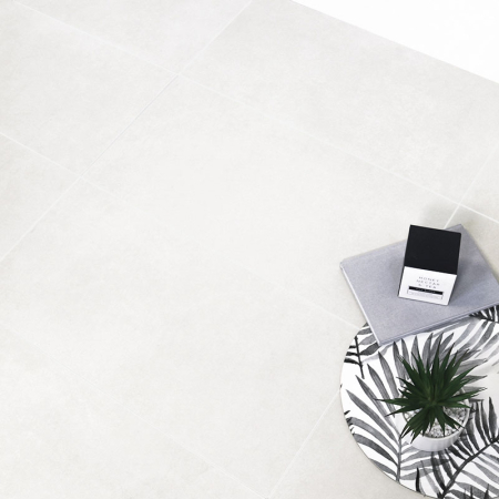 Modern Concrete White Matt Tile 600x600 (Code:03114)
