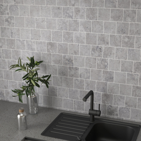 New Travertine Cross Cut Grigio External Cobblestone Tile 98x98 (Code:03133)