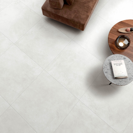 Yeso Plaster Bianco Matt Concrete Look Tile 600x600 (Code:03325)